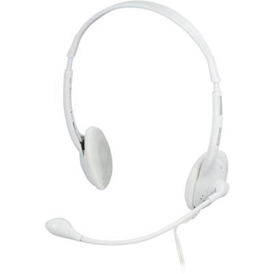 Deltaco Headset HL2V, mikrofoni ja äänensäätö, valkoinen